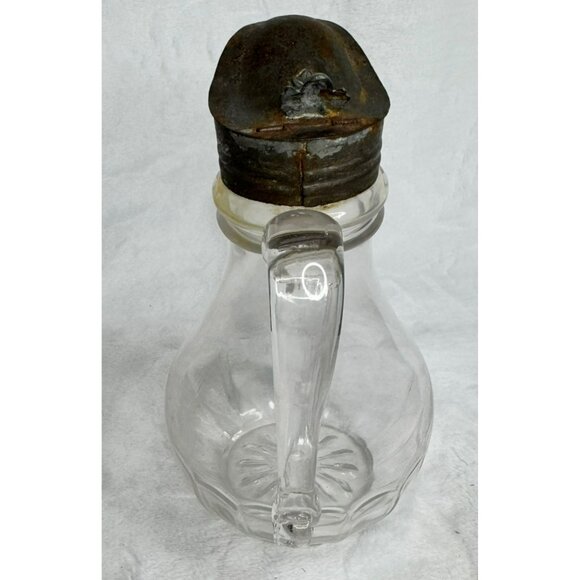 Antique Victorian Glass Pitcher With Ornate Metal Lid & Handle - Picture 7 of 11